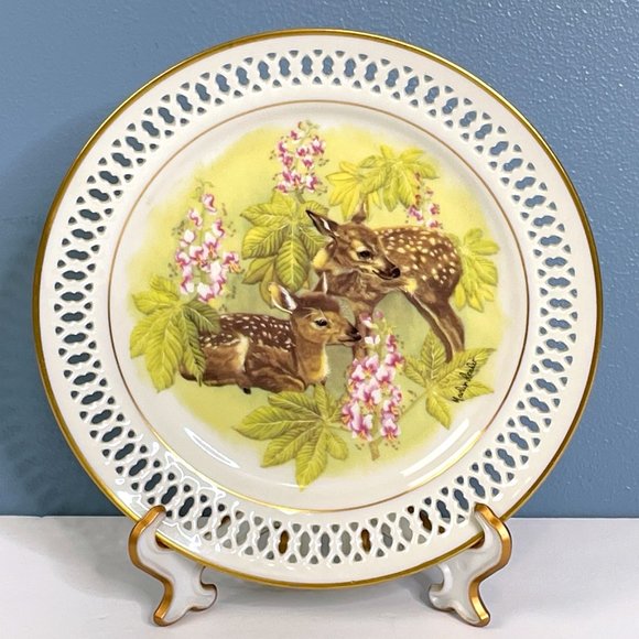 RARE‎ Bing & Grondahl New Generation The Fawns Plate Marilyn Leader Lattice Dish - Picture 4 of 4